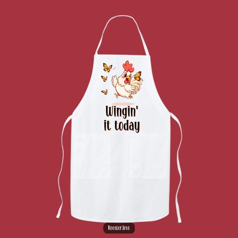 Funny Rooster Butterfly Chase Apron: Cook Up Laughs in the Kitchen with this Hilarious Gear