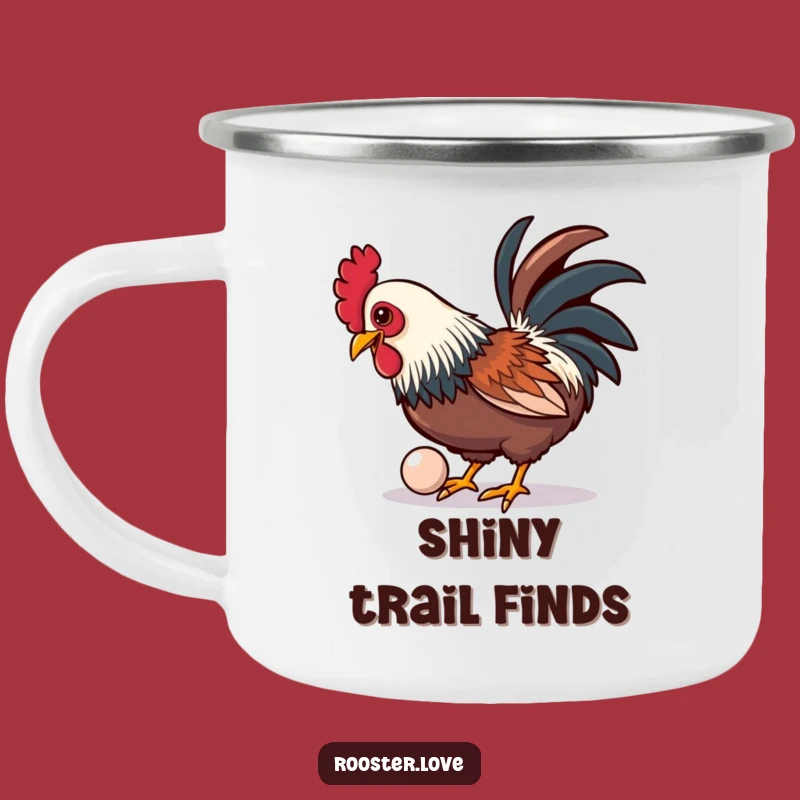 Funny Rooster Button Camping Mug: Durable Playful Rooster, Rugged Funny Gift for Outdoor Fun