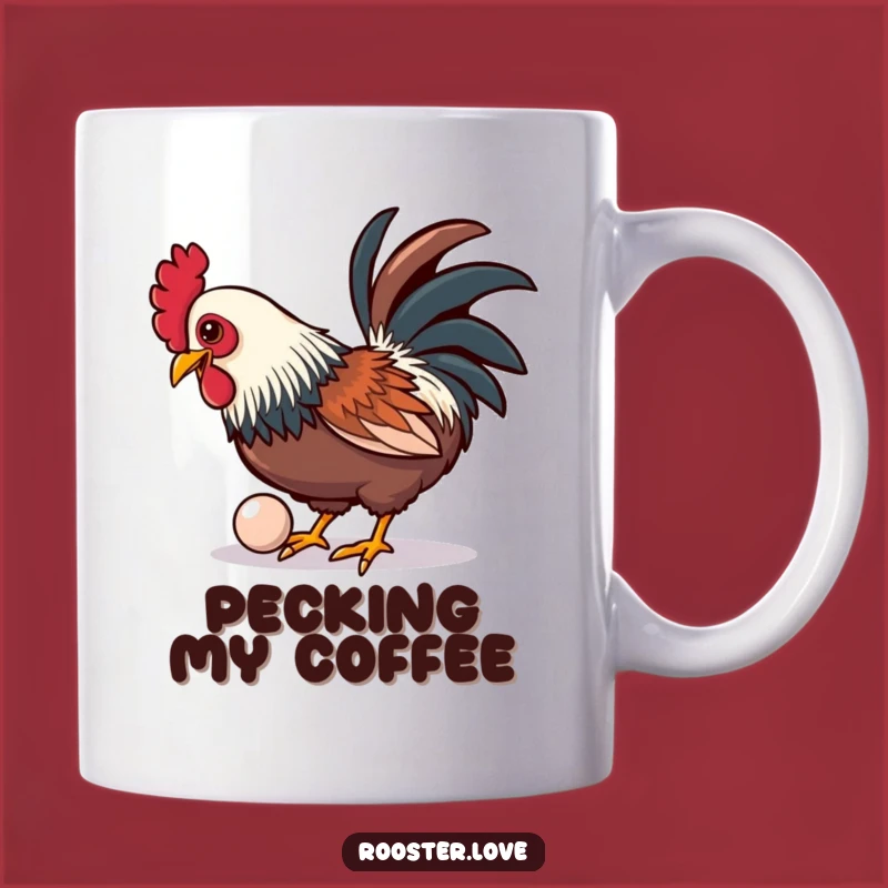 Funny Rooster Button Mug: Playful Pecking Rooster, Shiny Button, Perfect Funny Gift for Dabblers