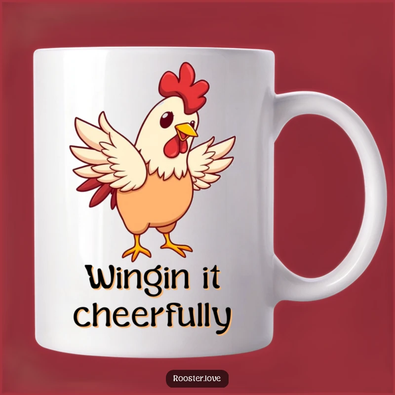 Funny Happy Rooster Flapping Mug - Joyful Gift for Cheerful Souls