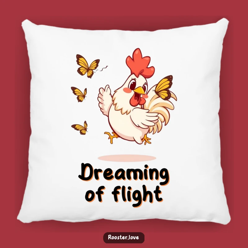 Funny Rooster Butterfly Chase Pillow: Cozy Comfort Meets Hilarious Farmyard Fun