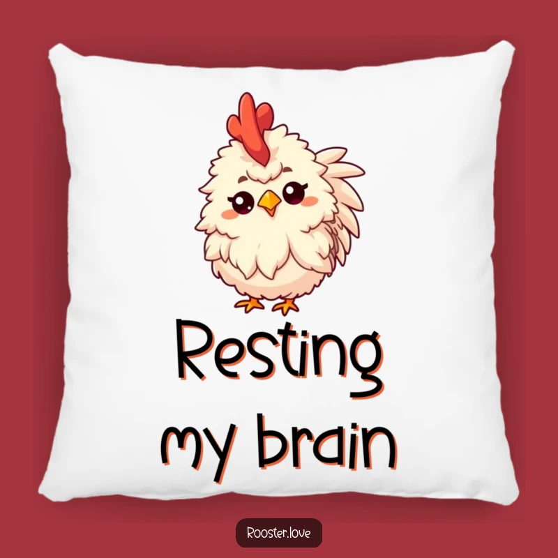 Funny Rooster Thoughtful Pillow: Cozy Fluffy Cushion, Raised Eyebrow, Soft Funny Gift for Relaxation