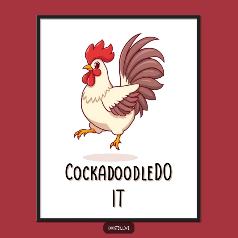 Funny Rooster Poster: Vibrant Feathered Leap Art - A Hilarious Funny Gift for Walls