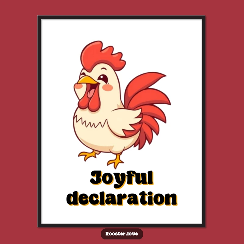 Funny Joyful Rooster Squawk Poster - Loud Art for a Cheerful Home