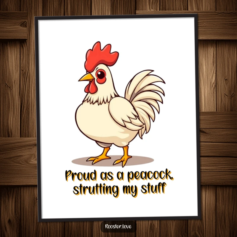 Funny Free Printable Wall Art: A rooster proudly strutting with its chest puffed out, exuding humorous confidence on your wall.