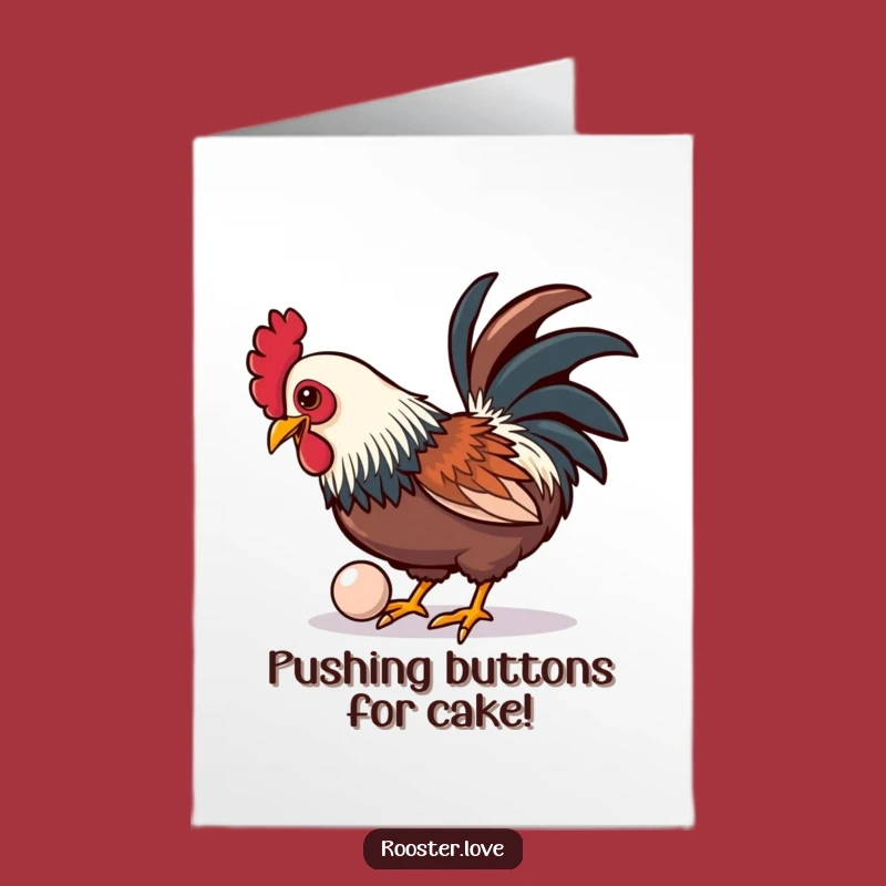 Free Printable Birthday Card: Funny Rooster Button, Playful Downloadable Gift