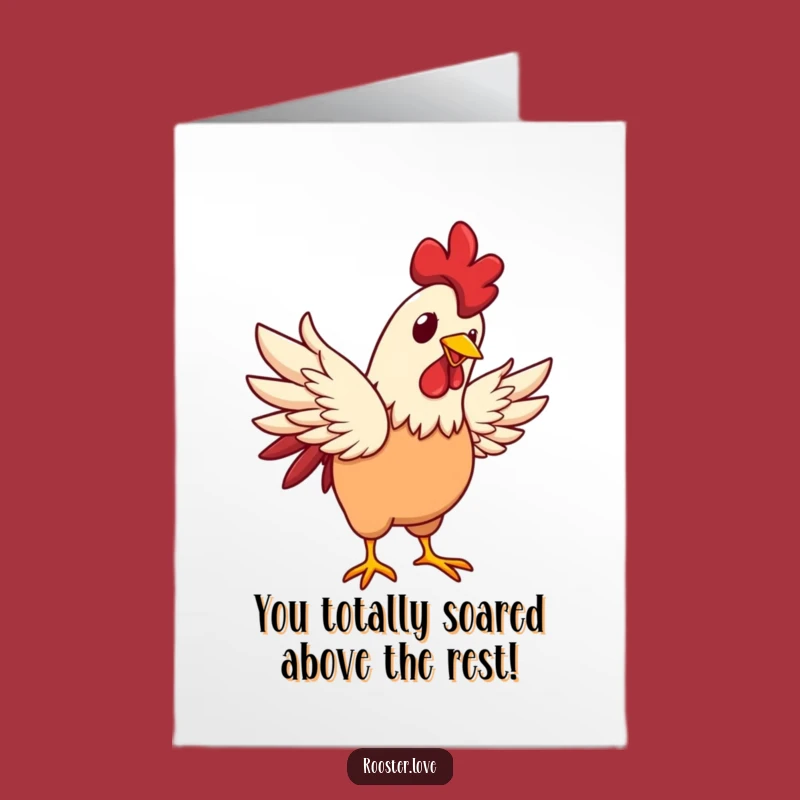 Free Printable Congrats Card: Joyful Rooster Flapping Wings Humorous Downloadable Greeting