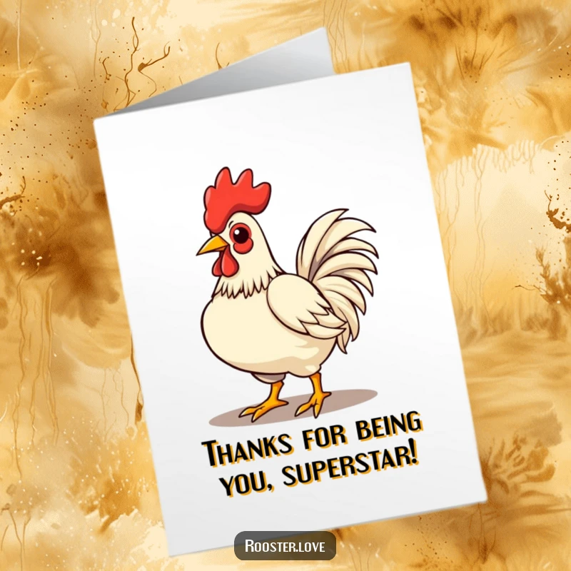 Funny Free Printable Thank You Card: A rooster strutting with chest puffed out proudly, ideal for a humorous thank you.