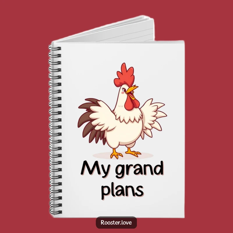 Funny Rooster Crowing Notebook: Comedic Grin Journal, Handy Funny Gift for Planners