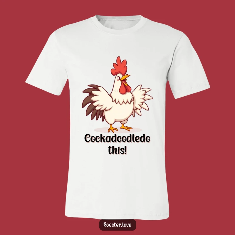 Funny Rooster Crowing T-Shirt: Comedic Grin, Stretched Wings, Ideal Funny Gift for Loud Personalities