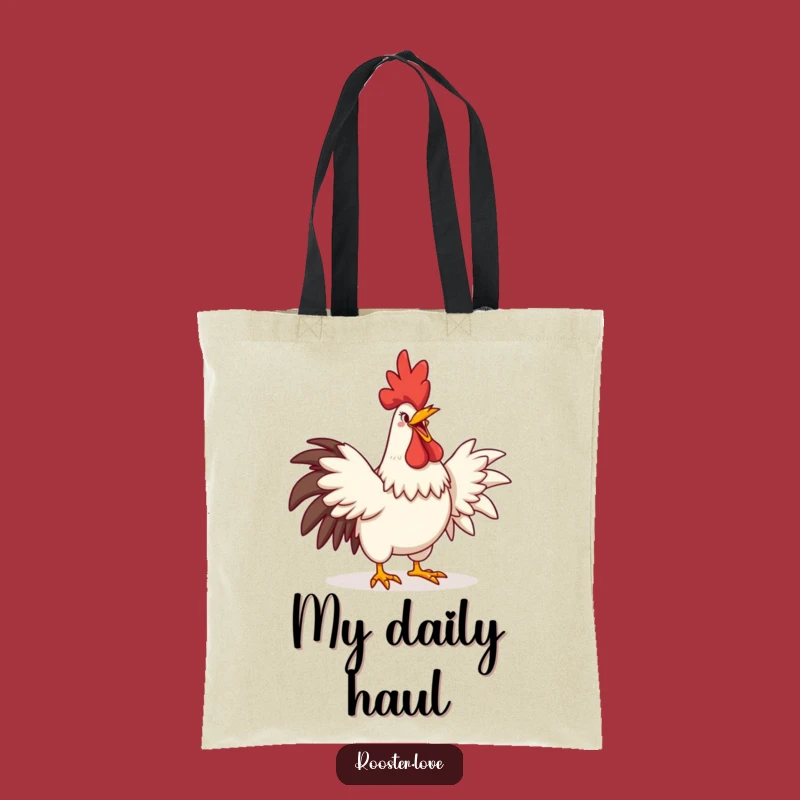 Funny Rooster Crowing Tote Bag: Comedic Grin Accessory, Practical Funny Gift for Farmers Market Trips