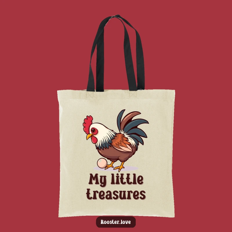 Funny Rooster Button Tote Bag: Playful Rooster Accessory, Practical Funny Gift for Shoppers